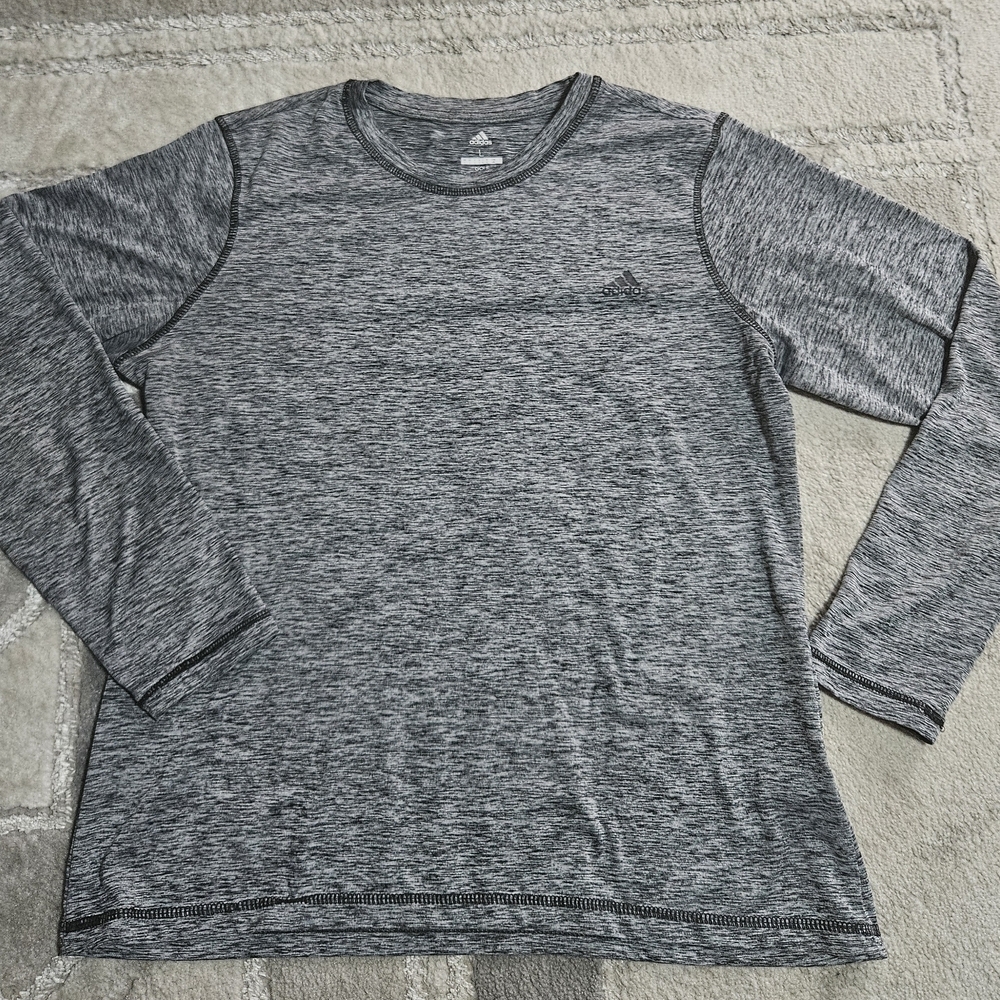 adidas Men's Long Sleeve Heathered Black/Grey Training Tee